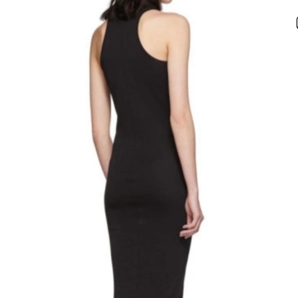 BLACK Ribbed Midi Dress in w Racerback - Picture 5 of 9